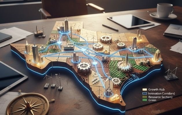 Mapa de éxito empresarial, mapa con detalles
